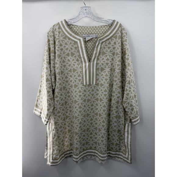 Gretchen Scott Designs Tops - Gretchen Scott Women's Abstract Multicolor Classic 3/4 Sleeve Tunic Top Diva 18